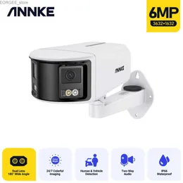 Andere CCTV -Kameras Annke 6MP Duo Poe Dual Objektiv 180 Festes Bullet Network Camera Two Wege Audio CCTV -Kamera AI Human Detect6MP Überwachungskamera Y240403