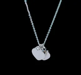 Дизайная эмаль двойная любовь ожерелья любовных ожерелий Женские ожерелья модная модная подвеска 2 Love Pendants 925 Silver Designer Logo1768508