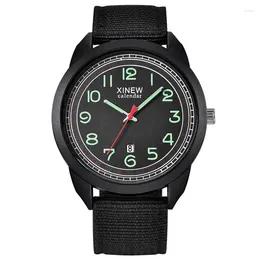 Нарученные часы Men Original XI Brand Watch Fashion Nylon Band Army Sports Date Quartz Watch Erkek Barato Saat Montre Homme Black