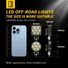 Otomobil LED çalışma lambası 2.5 inç yuvarlak Forklift Lambası Motosiklet Spot Mühendisliği Tarım Makineleri Yardımcı