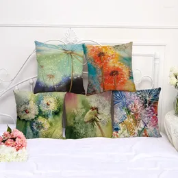 Pillow Fresh Dandelion Cover Cotton Linen Decorative Pillowcase Chair Seat Square 45x45cm Home Living Textile
