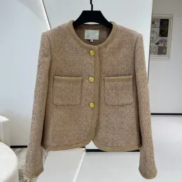 Jackets femininos 2023 Autumn Novo Casaco de Bolso de Bolsa de Bresso de Bresso de Bolsa de Mulheres Longo muito quente Casual Casual Casual Pequeno