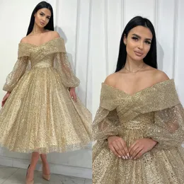 Vestidos de noite de ouro de Gold a Champagne A Line