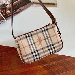 New Luxury Shoulder Bag Bur War Horse Plaid Underarm Vitage Mahjong Medieval Single Handbag Womens