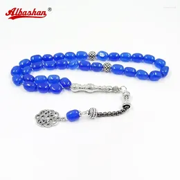 Strand Tasbih Natural Blue Agates Stone Pray Modlitwa Krzyki Muzułmańskie Misbaha 33 45 51 66 99 BEADS Profesjonalny koralik różańca