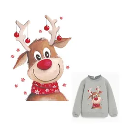 Notions Heat Transfer Stickers for Kids Christmas Deer Santa Iron on Transfers T Shirt Sweatshirt Bags Thermo Sticker Clothing Pat1310117