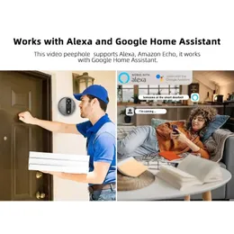 Tuya Smart 1080p Wi-Fi Door Bell Peephole Câmera Visualizador Segurança doméstica Segurança de áudio bidirecional Visão noturna 4.3 'FHD Video Doorbell Camera- Para Tuya Smart Home Security Camera