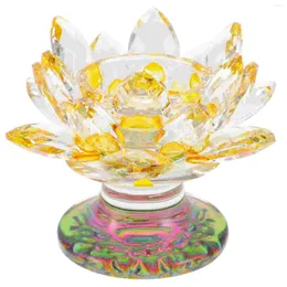 Candle Holders Crystal Holder Tea Light Decorative Lotus Flower Candlestick For Home Glass Lamp Figurine Altar