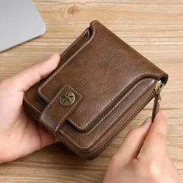 Retro -Männer Leder Brieftaschen kleines Geld Geldbörsen Design Dollar Preis Männer dünne Brieftasche mit Münzbeutel Reißverschluss