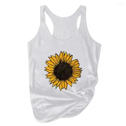 Serpaci da donna Donne più taglia estate girasole stampata stampa rotonda a maniche canotta top-shirt canotta ropa para mujer casuals estetica