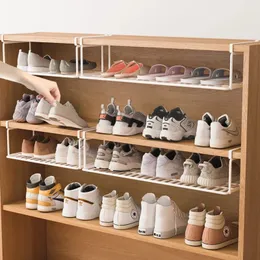 MultiLayer Shoe Rack Stainless Steel Multifunctional ClipOn Shoes Cabinet Household Plastic Storage Racks 240328