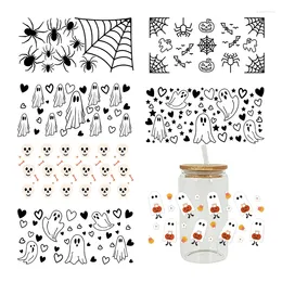 Fensteraufkleber Halloween Spooky UV DTF Transfers Abziehbilder für Libbey Cups Becher Becher wasserdichtes DIY Craft D5375