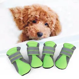 Hundekleidung 4pcs Haustier-Sneaker Fastener Tape Anti-Skid-Hunde Mesh für Chihuahua Mops Katze Schuhe Produkte