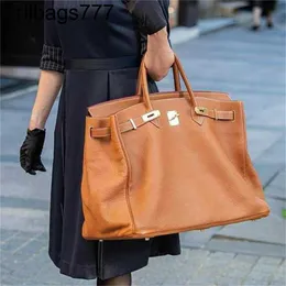 Handgjorda BK Bag stor handväska topp Birkn50 Designer Limited Edition Bag Travel Bagage Men's and Women's Fitness Soft Leath Capacity