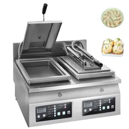 110V 220V Fully Automatic Single Head Double Head CNC Dumpling Frying Machine Steaming Frying