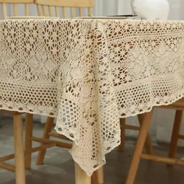 Table Cloth Crochet Empty Beige Cotton Tablecloth Rectangular Material On The Decorative Salon