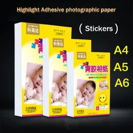 Kağıt 50pcs A4/A5/A6 Yapıştırıcı Vurgulama Fotoğraf Kağıdı Self -Yapısal Mürekkep Püskürtmeli Baskı Kağıt Fotoğraf Çıkartma Fotoğraf Kağıdı