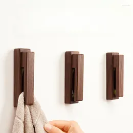 Hooks Wooden Towel Hook Perforation-free Bathroom Household Storage Strong Viscose Wall