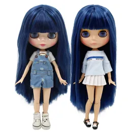 DBS DBS Blyth Doll 16 BJD Hair Blue Skin Natural Tan Super Black Joint Body Face Face 30cm Anime Girls Gift 240403