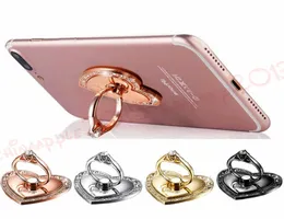 360 Derece Parmak Yüzük Tutucu Kalp Aşk Elmas Bling Akıllı Telefon Stand Sahibi İPhone 7 8 x Samsung2407071