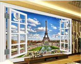 Tapety 3D Mural Wallpaper Window Tower Pokój krajobraz stereoskopowy dekoracja domu