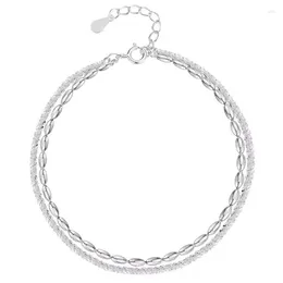 Bracelets de link moda moda moda 925 cadeia de prata esterlina para mulheres festas de garotas bengle jóias femininas bijoux