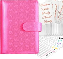 Notebooks A6 Laser Heart PU Leather Rahinder Budged Budget Planner Organizer Sistema con chiari fogli di budget per tasche con cerniera