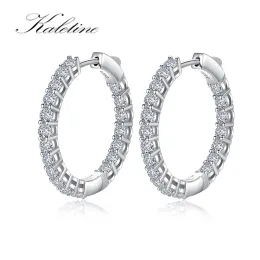 Earrings KALETINE New Fashion 925 Sterling Silver Shiny cubic zircon Earrings Good Quality Hoop Earrings For Women Girls Jewelry boucle