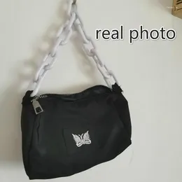 Bag retro design kvinnlig liten kedja axelpåsar nylonfjäril broderi damer mini handväska kvällskoppling flickor tote handväska