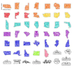 50 PCS Mixed Car Stickers Place name Location For Skateboard Laptop Helmet Pad Bicycle Bike Motorcycle PS4 Notebook Guitar PVC Fri4114358