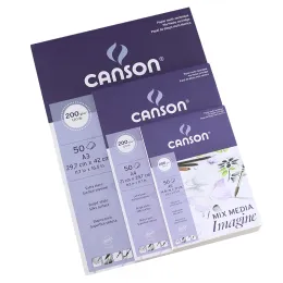 Paper Canson Mix Media Imagine Pad Aquarell Papiere 200 g/m2 50 Blätter A5 A4 A3 Frankreich