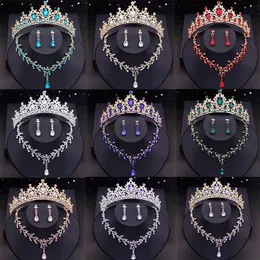 Princess Crown and Jewelry Sets Small Tiaras Headdress Prom Birthday Girls Wedding Dress Costume Jewelry Bridal Set Accessories 240315