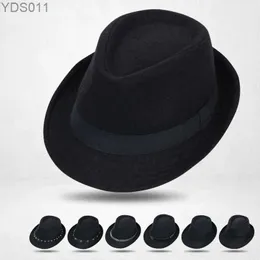 Weitkrempe Hats Eimer Mens Fashion Fedoras Europäische Hut Wolle gemischt formelle Dekoration Kurzzeitzeit 2023 Sommer YQ240403