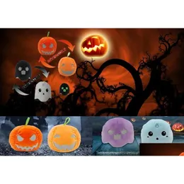 FILME TV PLUSH Toy Halloween Pumpkin Ghost Dois lados recheado luminoso P Toys Gifts Holiday Party Party Props Surprise Whole4327428 Dhdiz