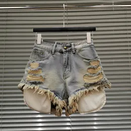 designer shorts kvinnor shorts kvinnor jeans hög midja fransade kant denim shorts kvinnor sommar tunn koreansk stil tusenår kryddig flicka bantning en linje heta byxor