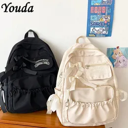 Youda Fashion Backpack Canva Antitheft Shoulder Bags School Bag For Teenager Girls Backapck Female 240323