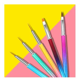 Yeni 2024 5 adet plastik sap tırnak fırçası seti tasarım jel cila boyama çizim akrilik jel tırnak fırçaları tırnaklar için sanat manikür araçları için