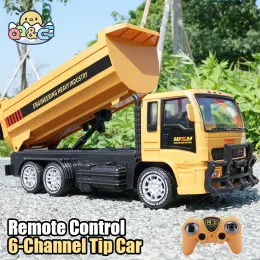 RC Car Remote Control Dump Truck Dumper Tractor 6 Channel Tip Cars Engineering Radio Controlled Toys for Kids Gifts XMAS