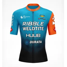 Huub Ribble Weldtite Summer Cycling Men Classic Blue Shorteve Pro Team Quick Dry Starable Bicycle Shirts Ciclismo 240403