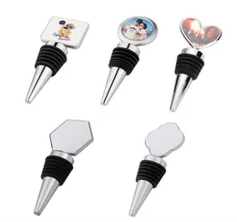 Sublimation Wine Bottle Stoppers Bar Bar Bianco bianco Plug -bianco Mutiple modella Heart Round Square Flower esagono Regalo creativo Zinco Alo6510577