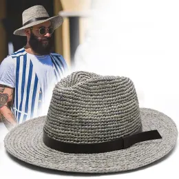 Berets большой размер панамский шляпа Big Bone Men Women Beach Wide Brim Fedora Cap Высококачественный плюс размер Raffia Strape Hat 57 см 59 см 61 см 63 см