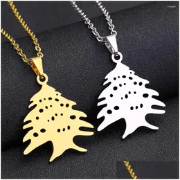 Hänge halsband libanon karta cederträd flagga halsband rostfritt stål guld/stål färg män kvinnor etniska smycken släpp leverans dhycz