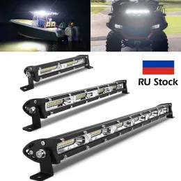 شريط ضوء LED ضئيل للغاية 7 "14" 20 "بوصة 12V 24V 24 فولت مصباح ضباب العمل للدراجة النارية 4x4 Ofrroad SUV جرار ATV