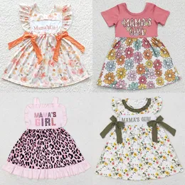 Großhandel Baby Girls Kleid Frühling Sommer Kurzarm Rüschen knielange Kleider Fashion Mamas Girl Boutique 240326