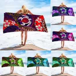 Tillbehör heta stil kvinnor bekväma strandhanddukar polynesisk sköldpadda hawaii plumeria tryck camping handduk gym yoga sport simning handduk