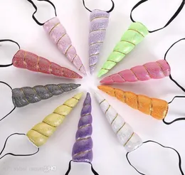 19 färger Ny ankomst Unicorn Horn Headwear Kids Infant Cartoon Hair Bands Bonus Diy Hairband pannband Halloween Jul hår AC9471870