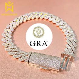 10mm Square Moissanite Cuban Link Bracelets for Men S Sier Real Diamond Hand Chain Women High-end Jewelry Pass Tester