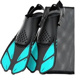 Snorkel Fins Adjustable Buckles Swimming Flippers Short Silicone Scuba Diving Shoes Open Heel Travel Size Adult Men Womens 240328