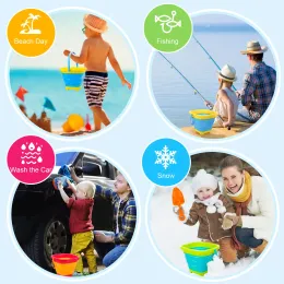 Secchio silicone pieghevole giocattoli spiaggia sabbia estiva giocando giocattolo all'aperto per bambini pieghevole per bambini