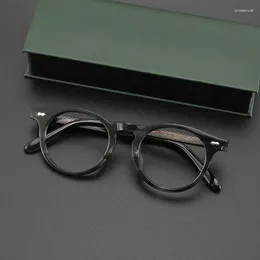 サングラスフレーム手作りのアセテートレトロ眼鏡クラシックナシ型フレーム近視眼鏡処方ブラックジャパンと韓国スタイル
